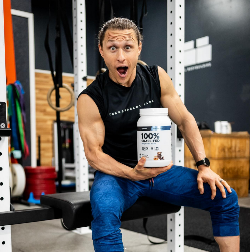 athlete with transparent labs protein in the gym