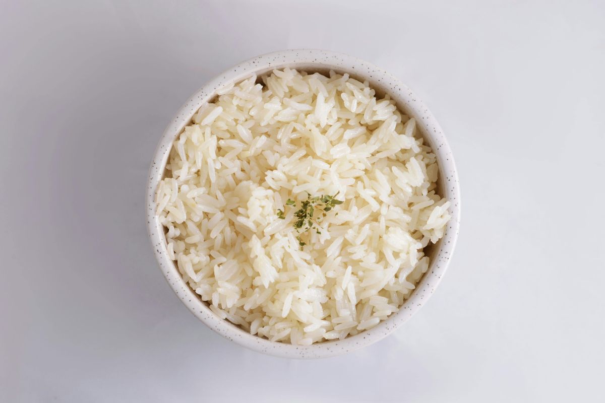 Plate of cooked rice