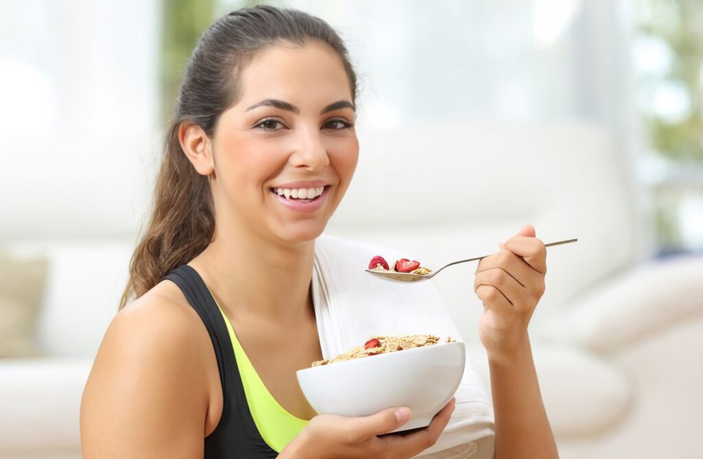 Female Eating Cereals