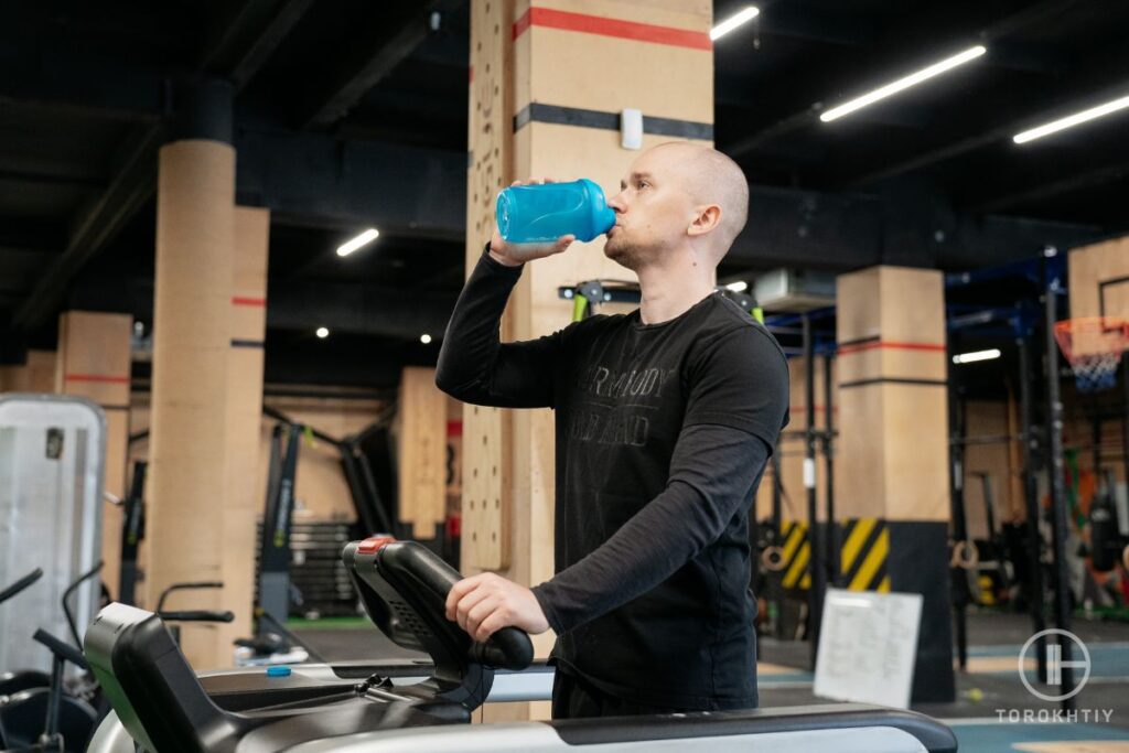 Athlete Training and Drinking Protein
