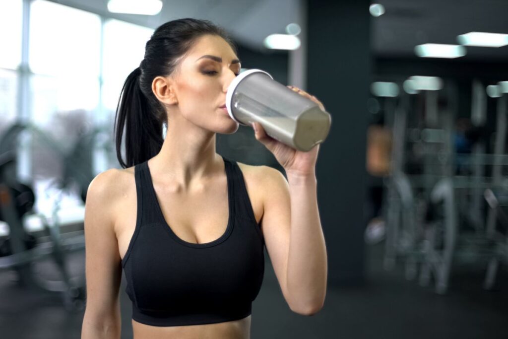 Supplement drink in a gym