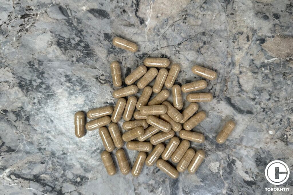 many collagen capsules on the table