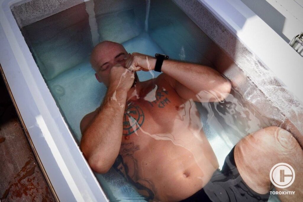 diving into ice bath