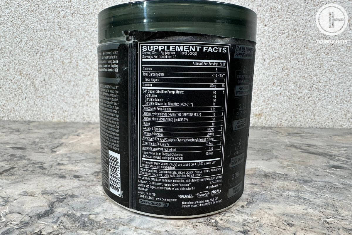 C4 ultimate supplement facts