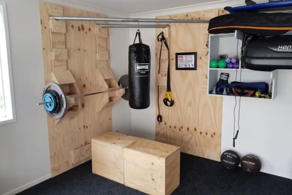 corner home gym setup
