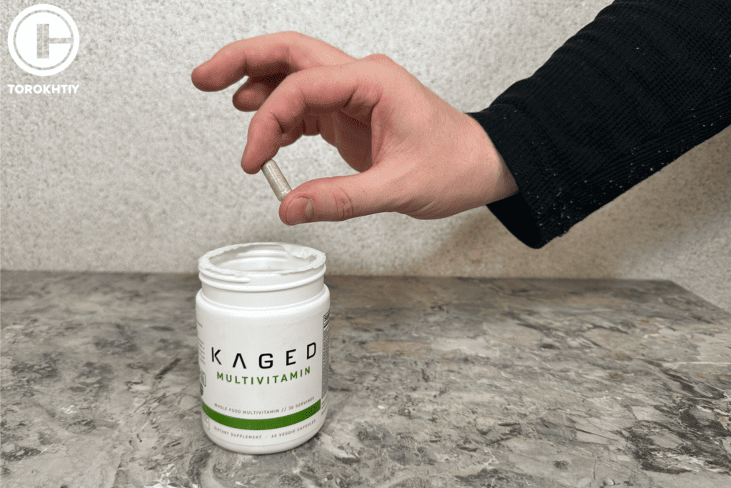 nutritional supplement capsule in hand