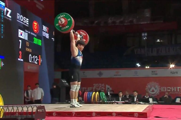 2024 IWF Asian Championships: Yu Dong Ju won Gold in the Clean and Jerk Event for the Men’s 89 kg Division