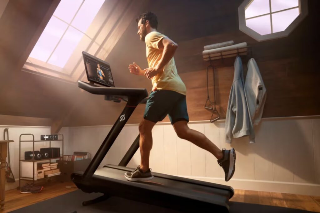 athlete running treadmill at home