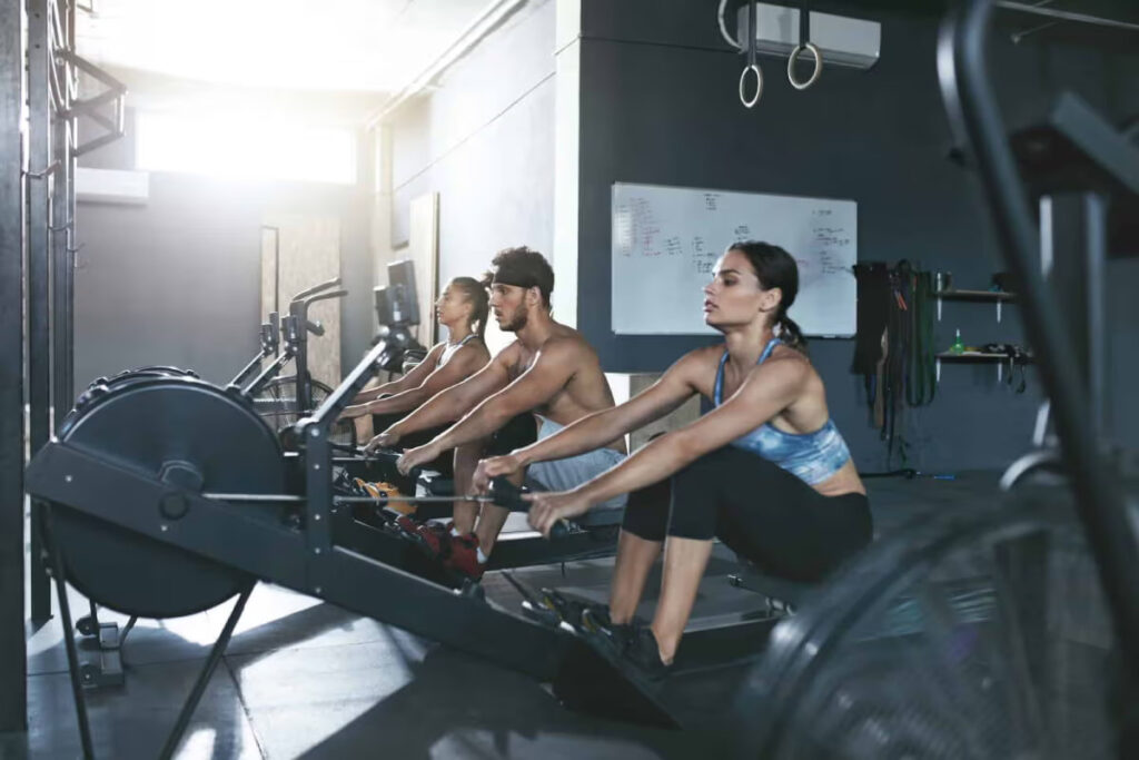 workout using rowing machines