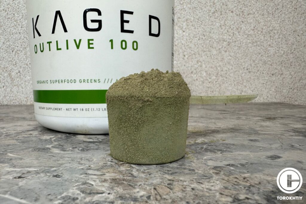 kaged outlive 100 powder in scoop