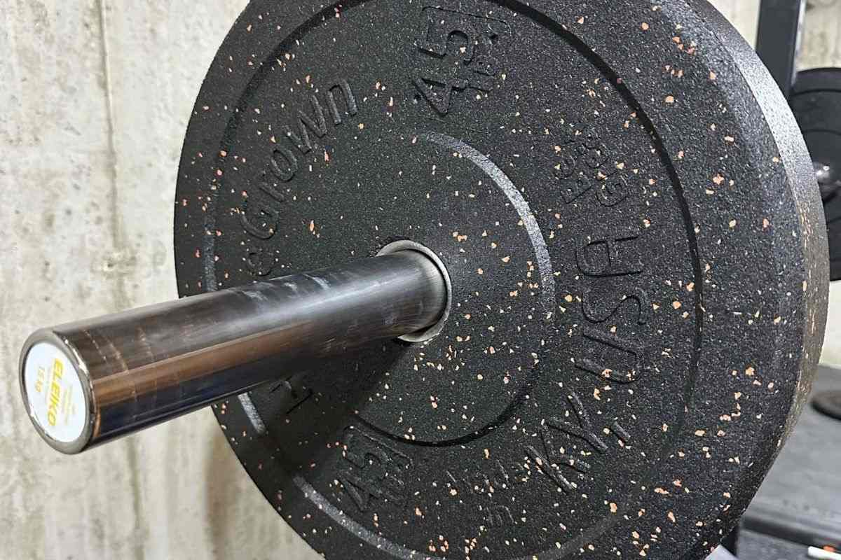 Homegrown Lifting Bumper Plate on a Barbell