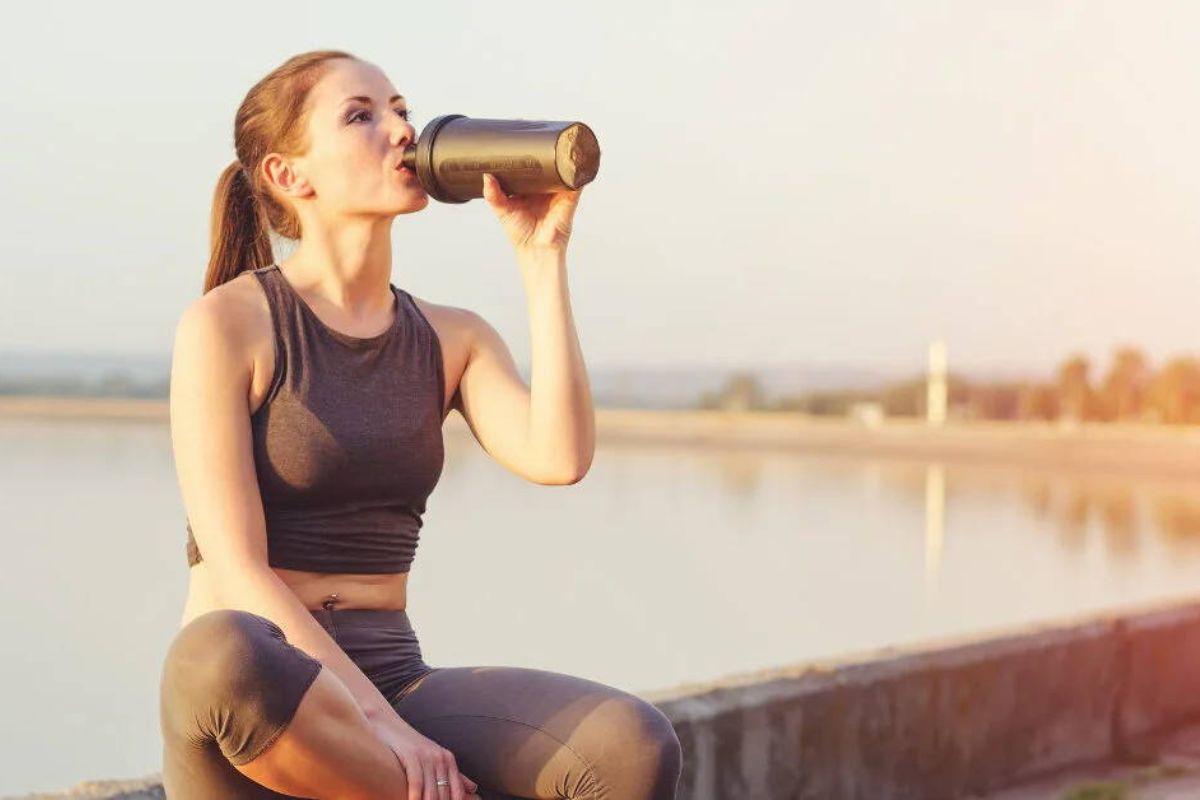 Woman drink Protein Shakes power