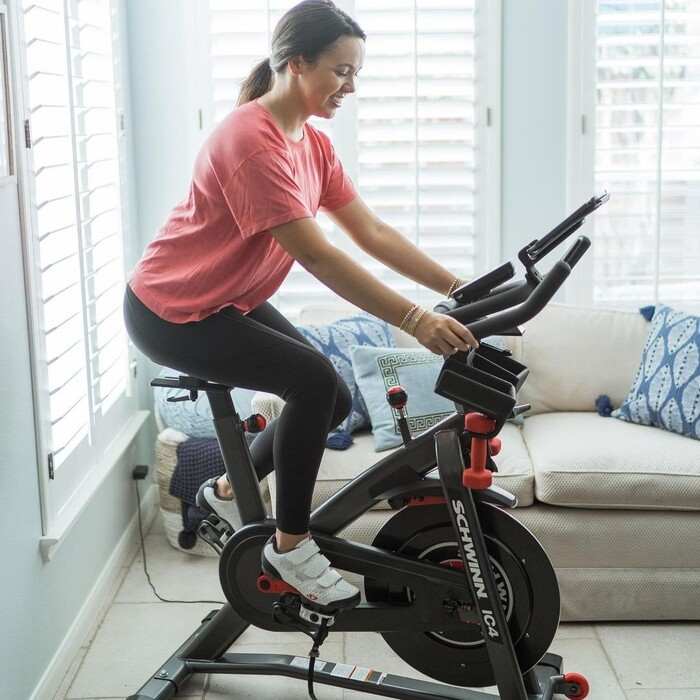 Woman on a spin bike