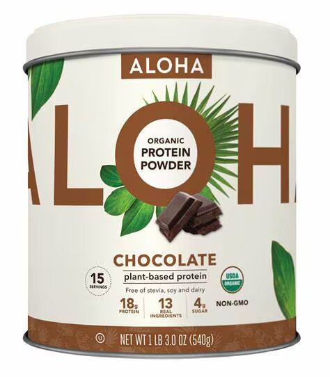 aloha organic protein powder bottle sample