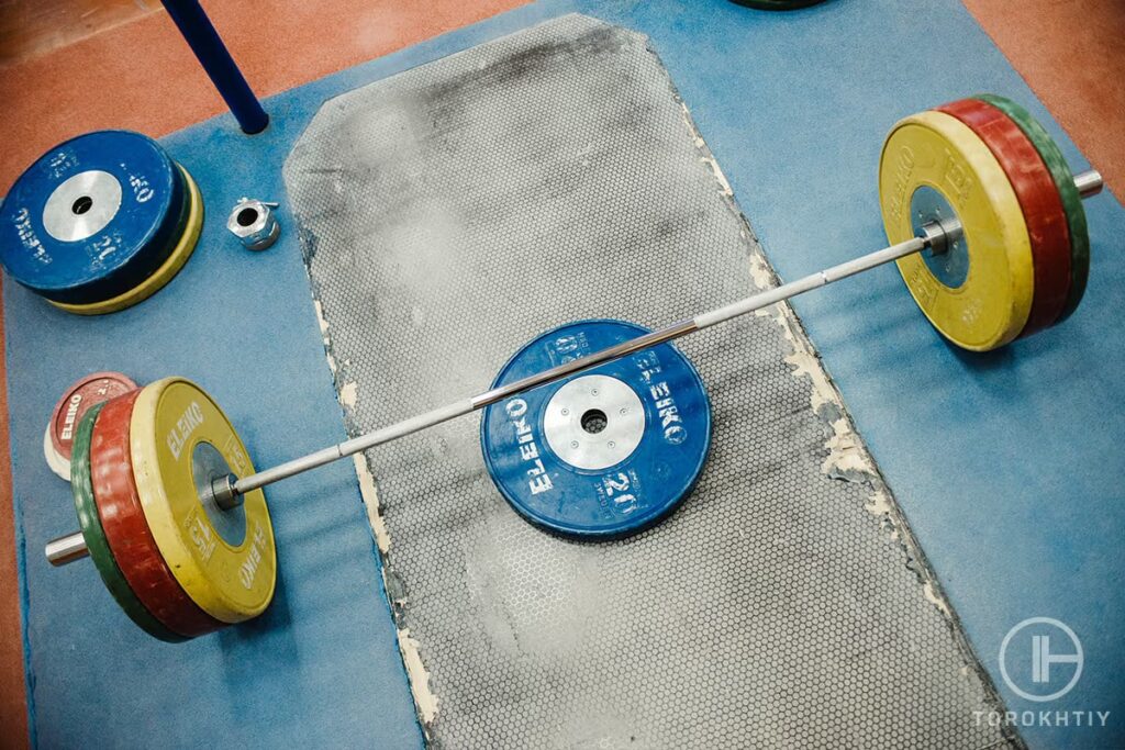 barbell prepared for training