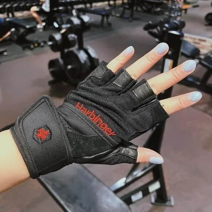 Performing Harbinger Pro Wristwrap Weightlifting Gloves