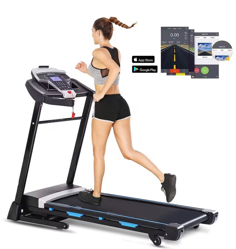 woman exercises on treadmill