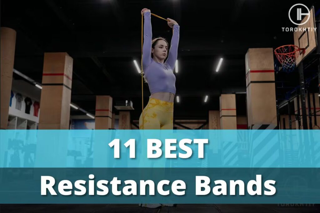 woman works out with resistance band