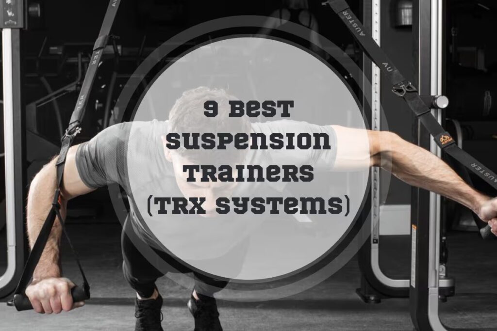 athlete works out with suspension trainers
