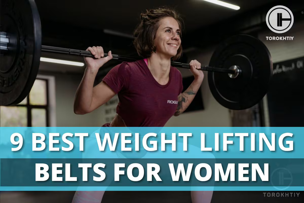 athlete woman wearing weight lifting belt and raising barbell