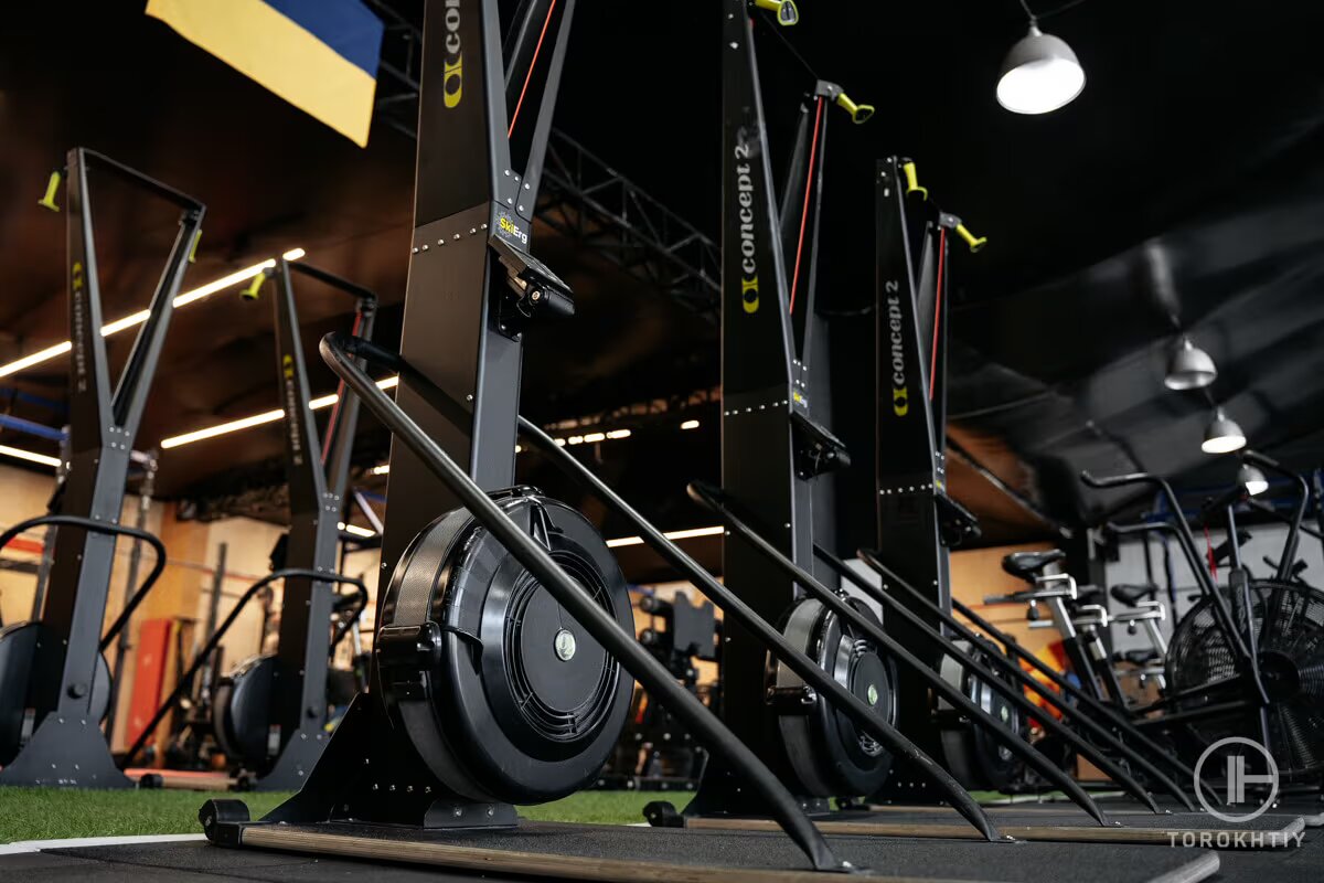 concept2 skierg machines in gym