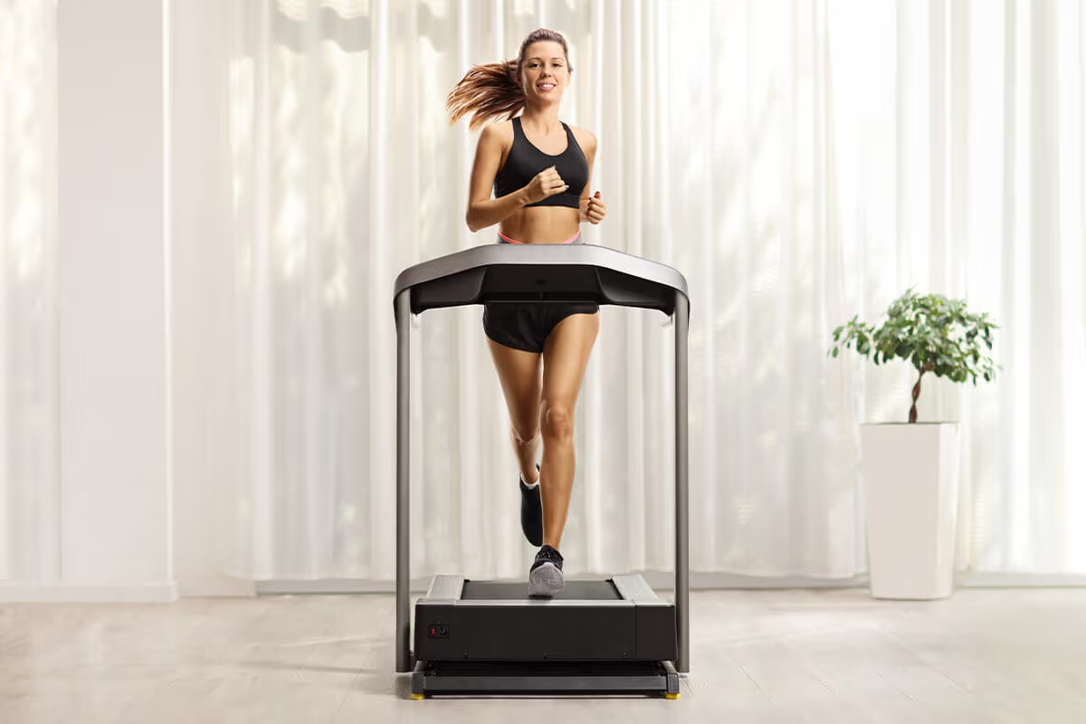 female treadmill running