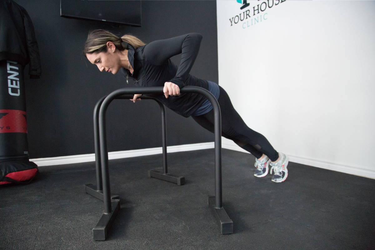 Workout on Portable Dip Bars