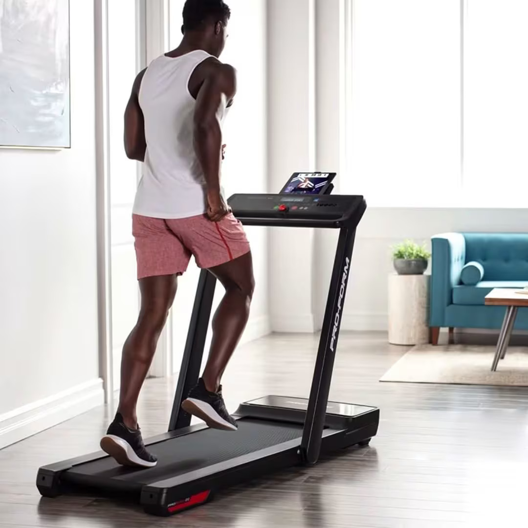 man jogging on city L6 treadmill 