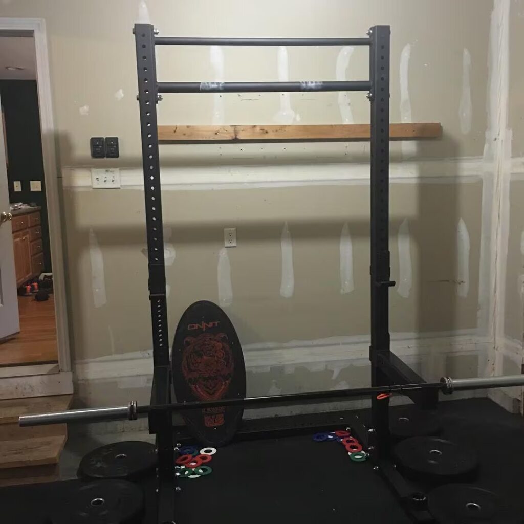 titan fitness t-2 rack in garage gym