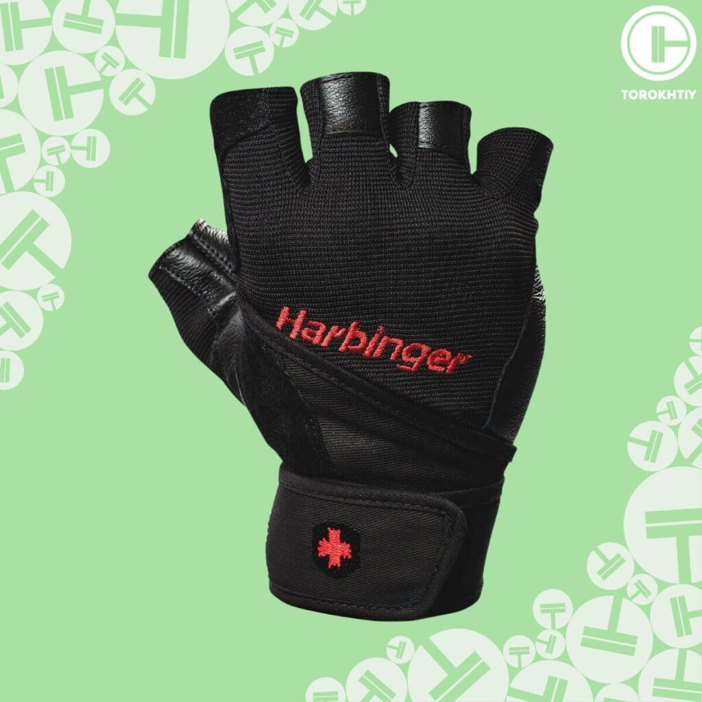 Harbinger Pro Wristwrap Weightlifting Gloves