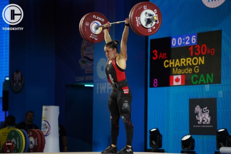 Maude G Charron won Bronze in The Women’s 59 kg Category at the 2024 IWF Weightlifting World Cup 