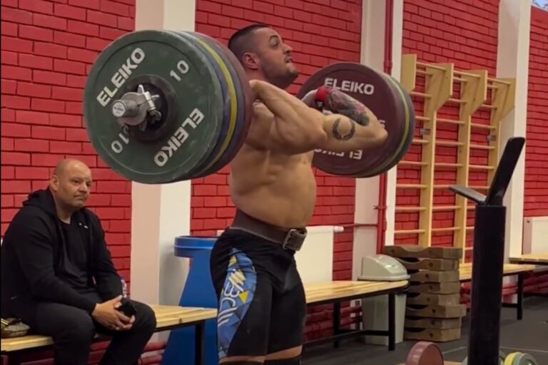 Karlos Nasar Lifts 220 kg In the Clean & Jerk During Practice