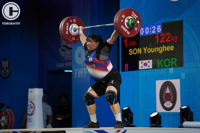 At the 2024 IWF Weightlifting World Cup Son Younghee won Bronze in the Women’s 87+ kg Category 