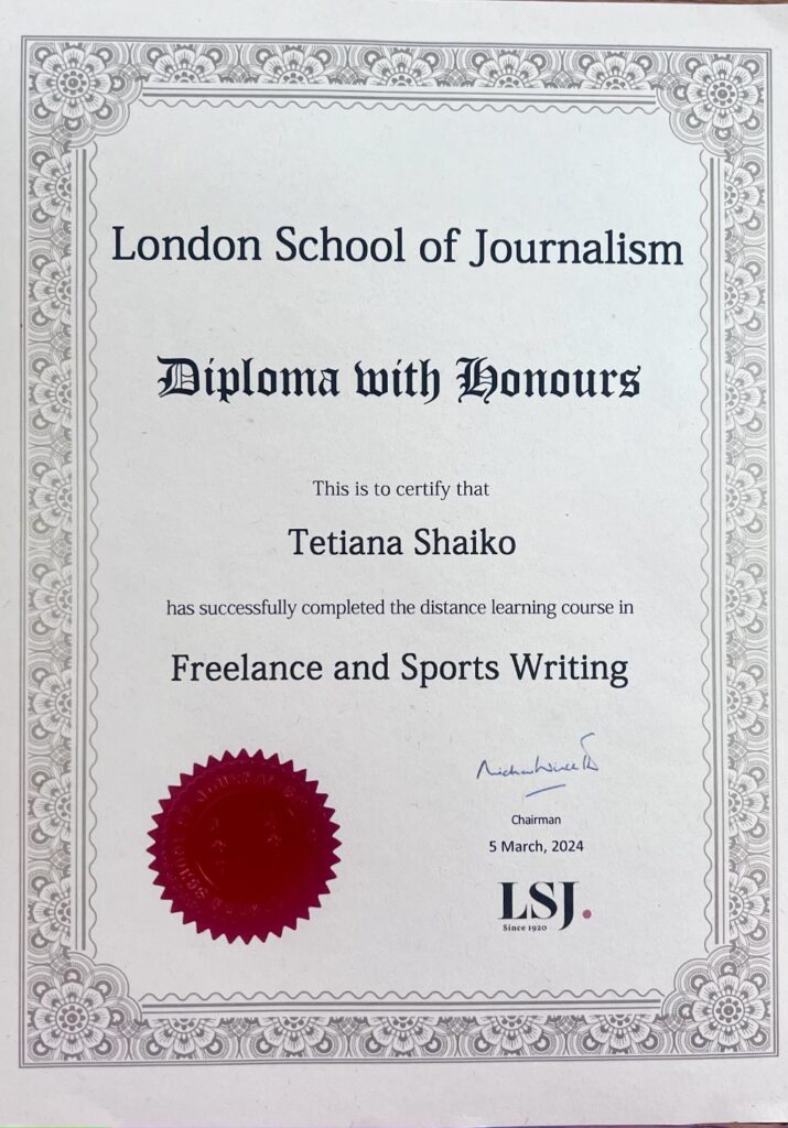 Tanya Shaiko Diploma London School of Journalism