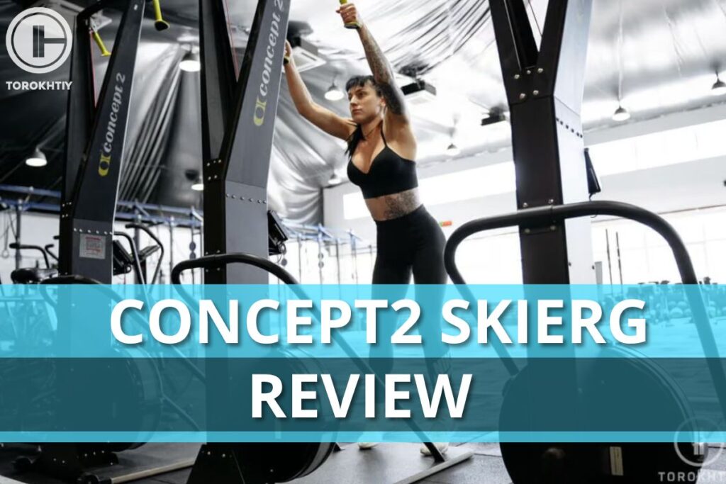 concept2 skierg in gym and woman