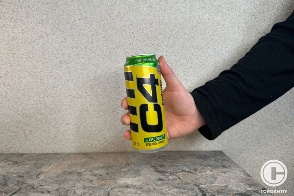 c4 energy drink in hand