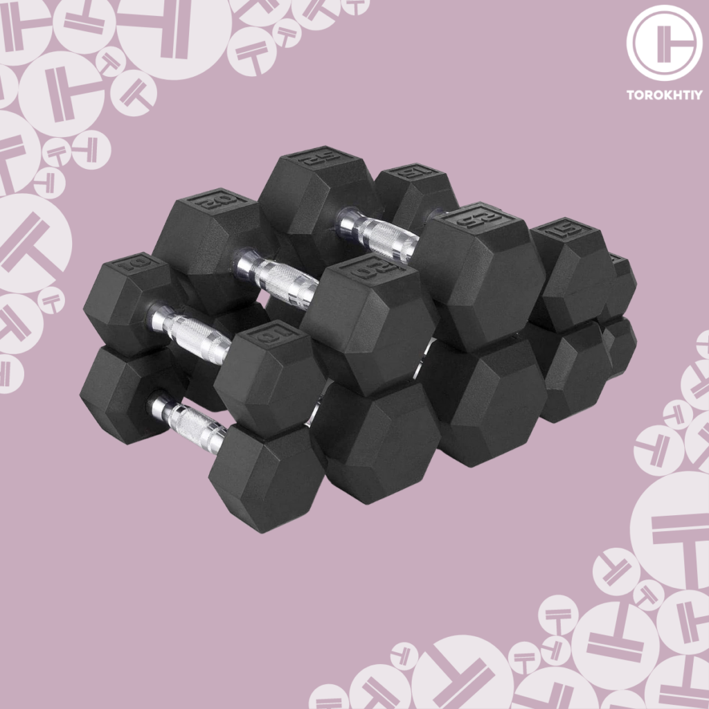WF Athletic Supply Rubber Coated Hex Dumbbells