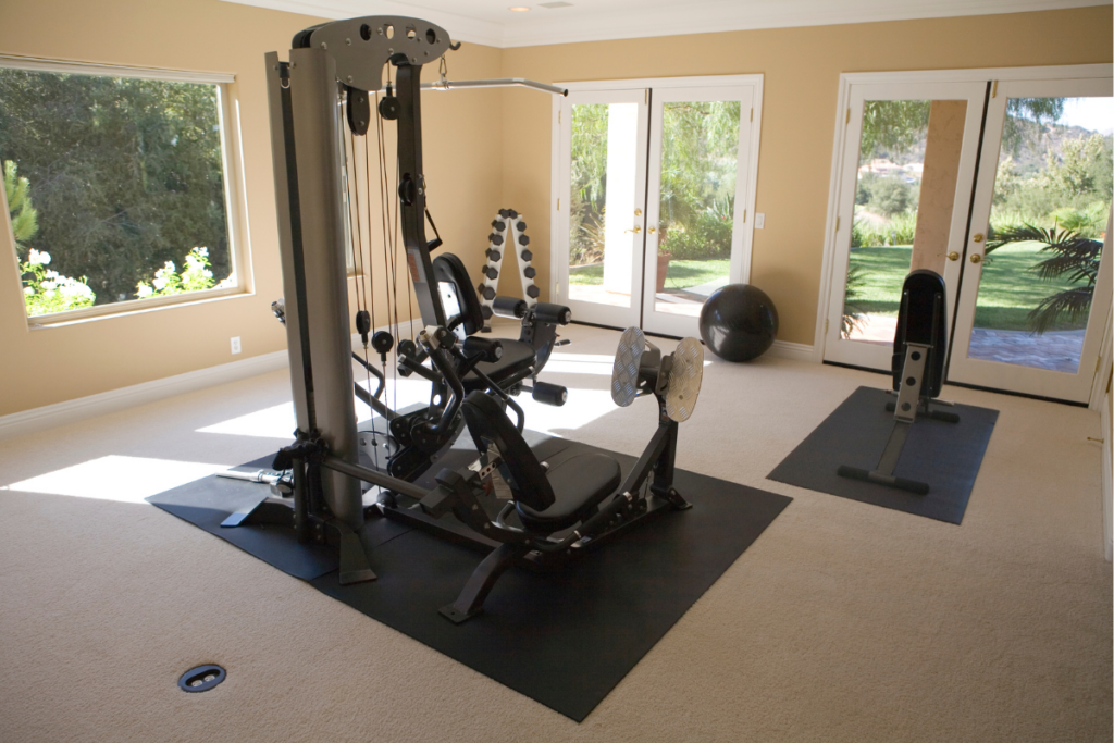 florring in the home gym with equipment