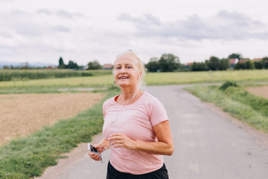 eldery woman running