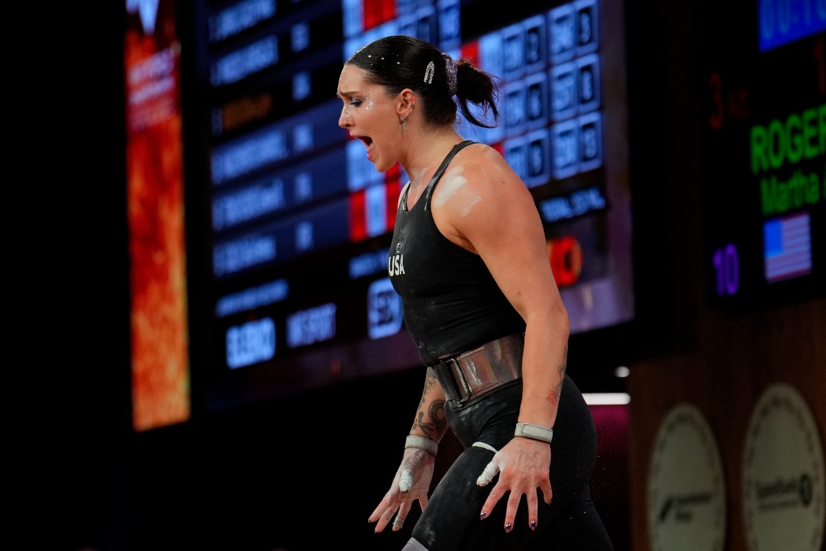 Mattie Rogers preparing for weightlifting competition (Torokhtiy Weightlifting)