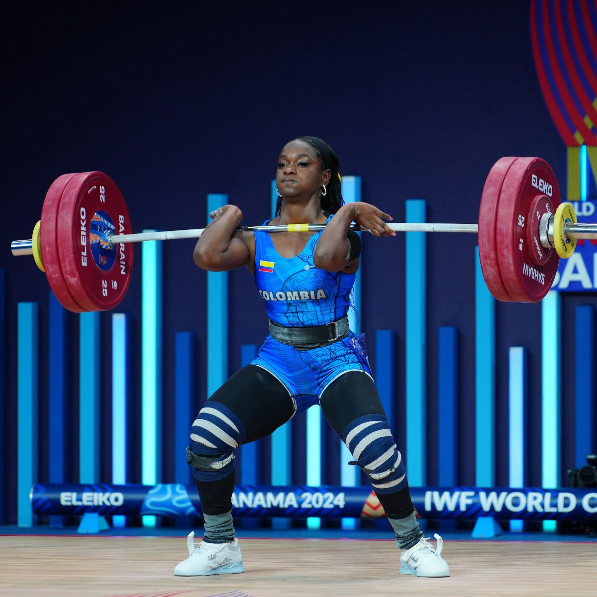 Weightlifter competing at international event